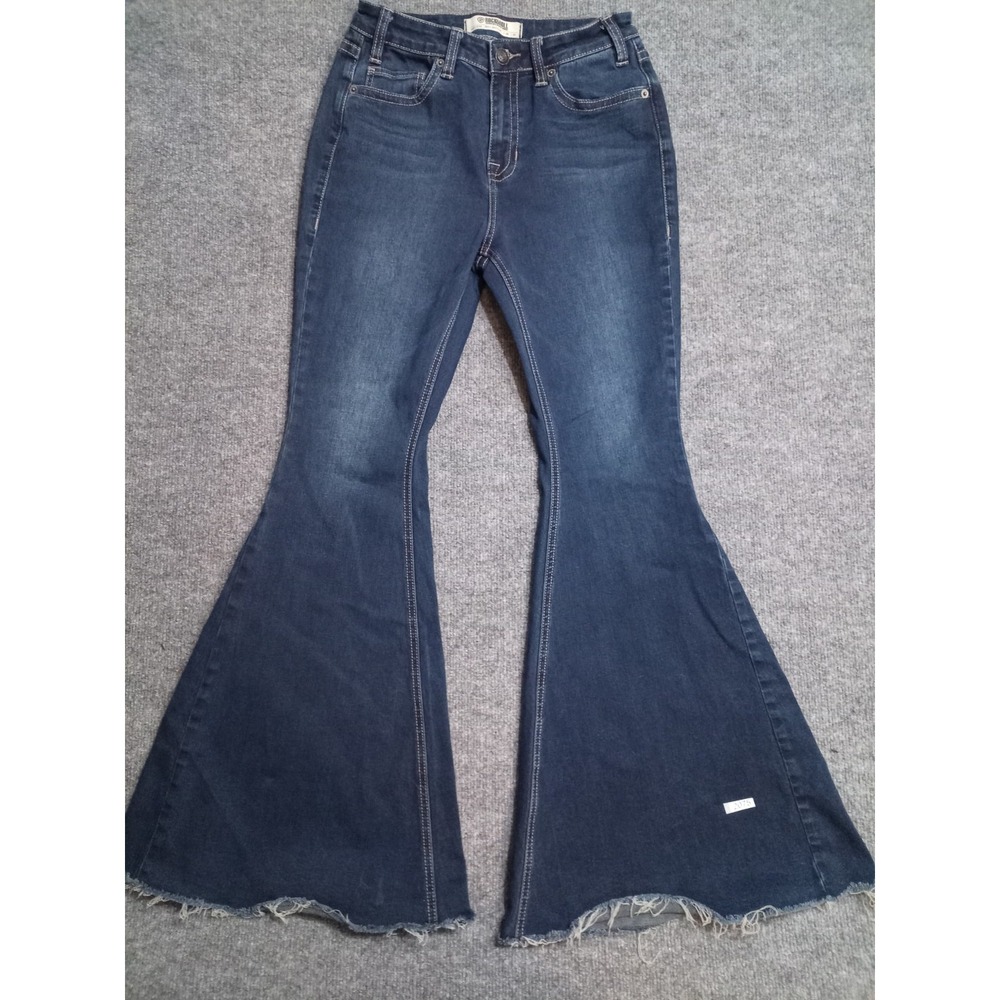 Rock & Roll Denim Bell Bottom Jeans Womens 28x32 High Rise Dark Wash Flare